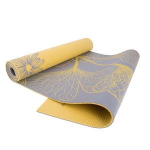 CAP Yoga Reversible Yoga Mat (5mm) with Carry Strap, Dahlia/Ginkgo